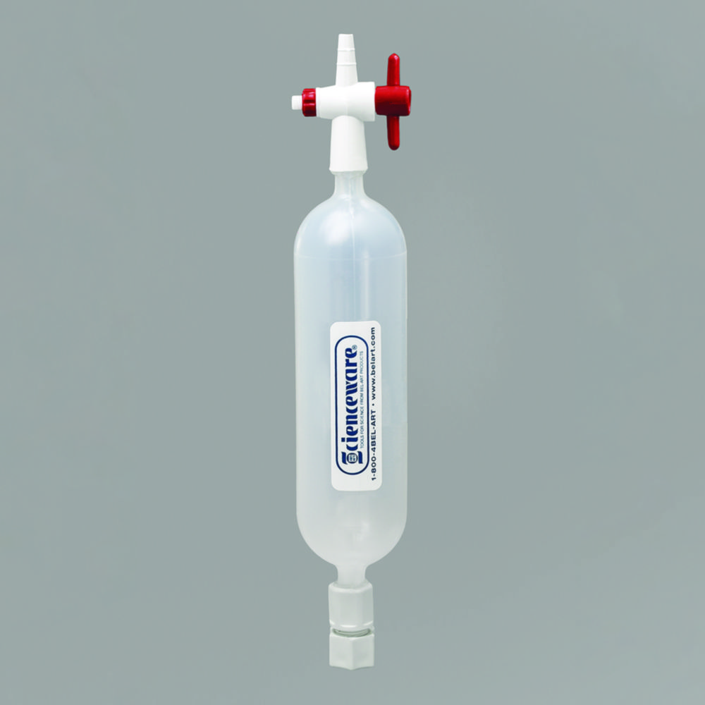 Search Gas sampling tubes, PP, with one straight bore stopcock and one screw fitting Bel-Art Products (584) 
