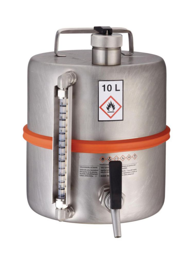 Search Safety storage containers, stainless steel, with screw cap, tap, pressure-relief valve and level i Bürkle GmbH (988078) 