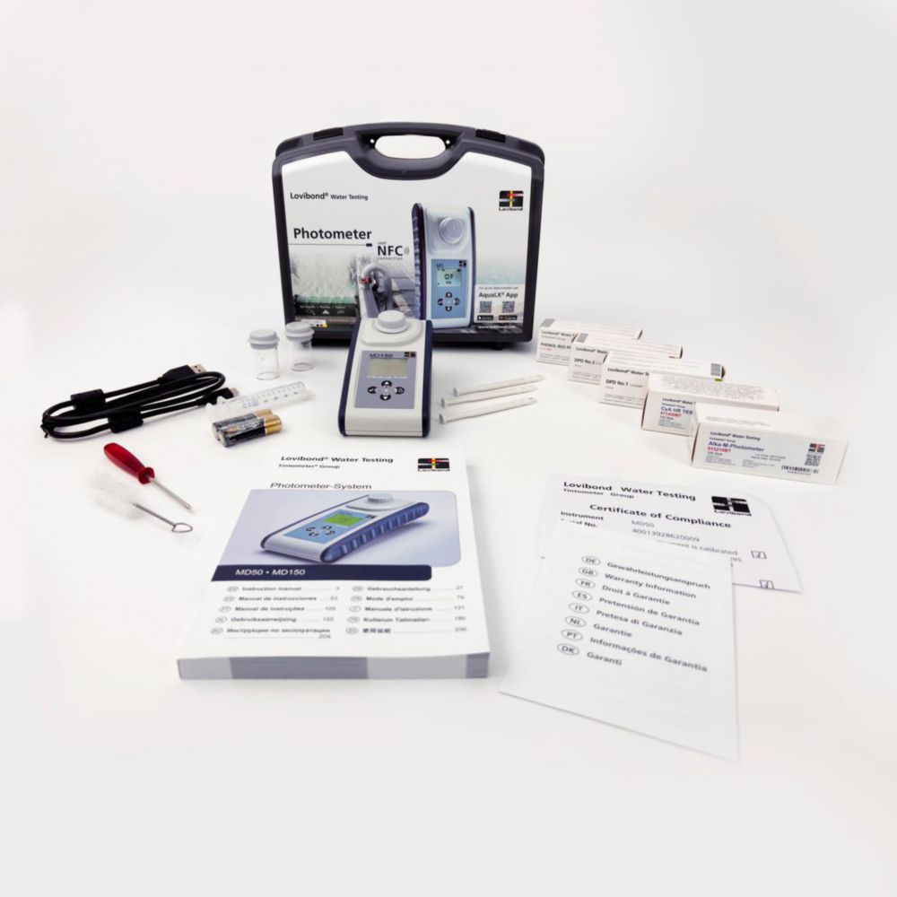 Search Tintometer GmbH (859516)-Photometer MD150 CL-Br-ClO-O-pH, with tablet reagents