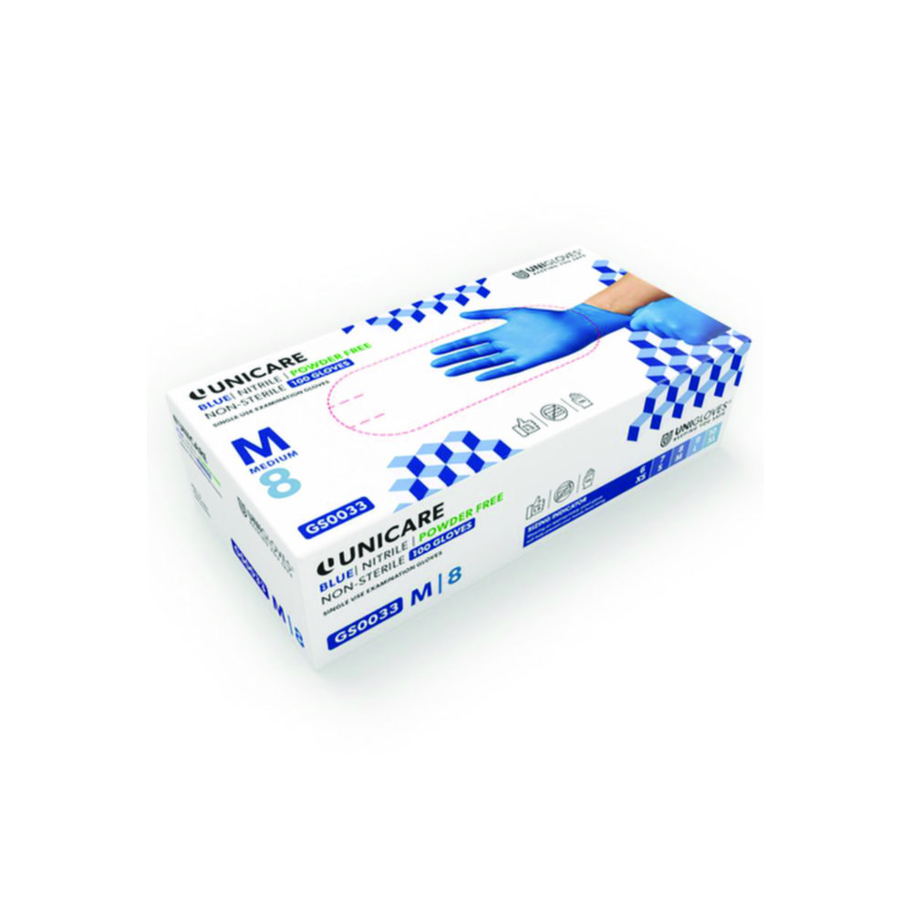 Search Disposable Gloves Unicare Nitril blue 200 Unigloves GmbH (949907) 