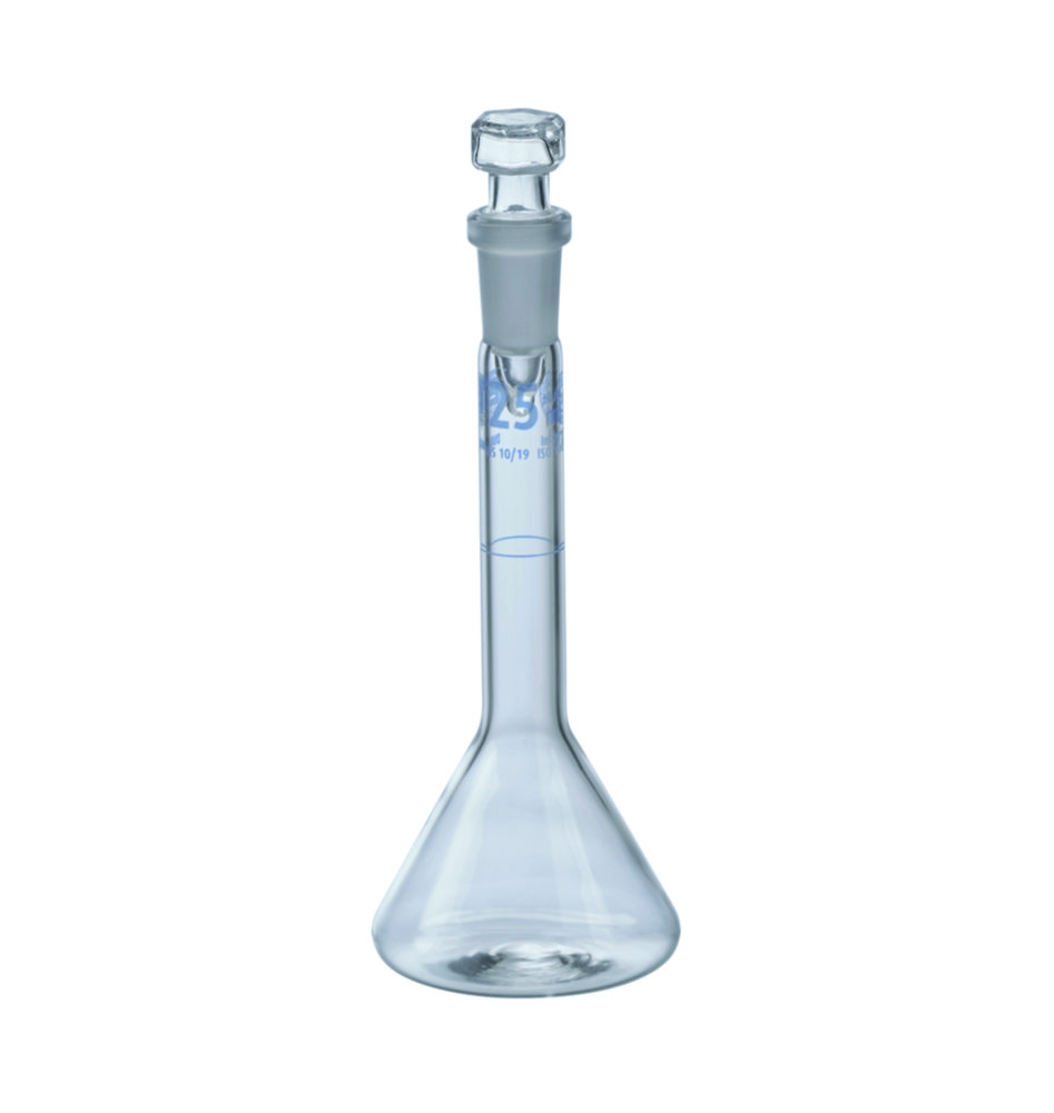Search Volumetric trapezoidal flasks, DURAN, class A, blue graduation, with glass stopper Hirschmann Laborgeräte GmbH (7824) 