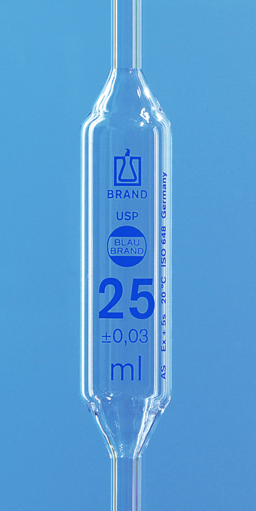 Search Volumetric Pipettes, USP, AR-GLAS, Class AS, 1 mark, Blue Graduation, with USP Individ BRAND GMBH + CO.KG (4885) 