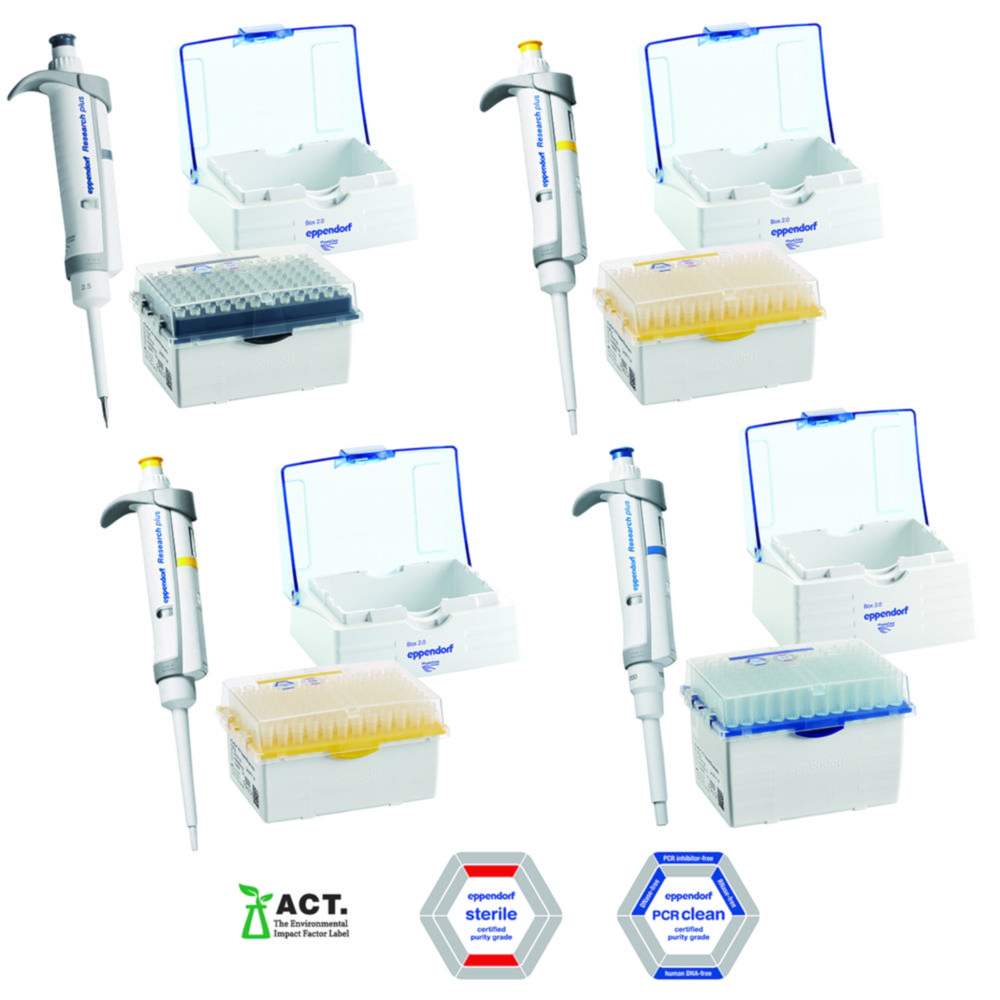 Search Single-channel pipette Eppendorf Research plus 4-pack (Act now! bundle) Eppendorf SE (790705) 