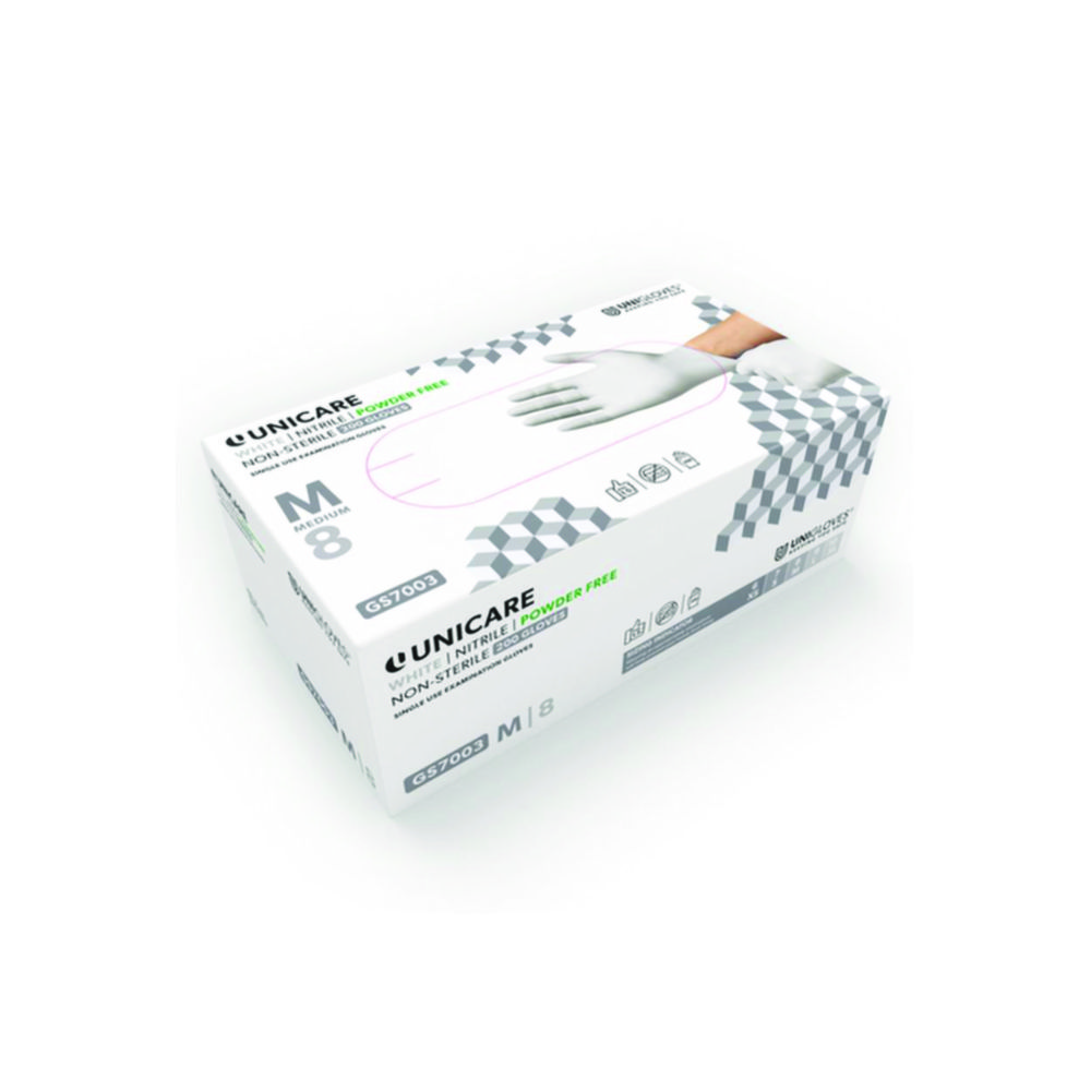 Search Disposable Gloves Unicare Nitril white 200 Unigloves GmbH (5357) 