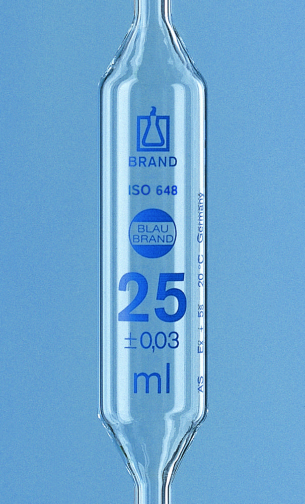 Search Volumetric Pipettes, AR-glass, Class AS, 1 mark, Blue Graduation, with Individual Cert BRAND GMBH + CO.KG (4791) 