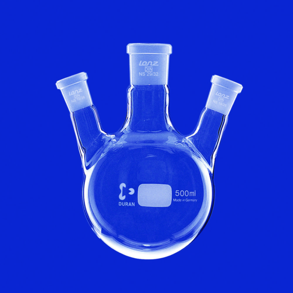 Search Three-neck round-bottom flasks, side necks angled, DURAN Lenz-Laborglas GmbH & Co. KG (193) 