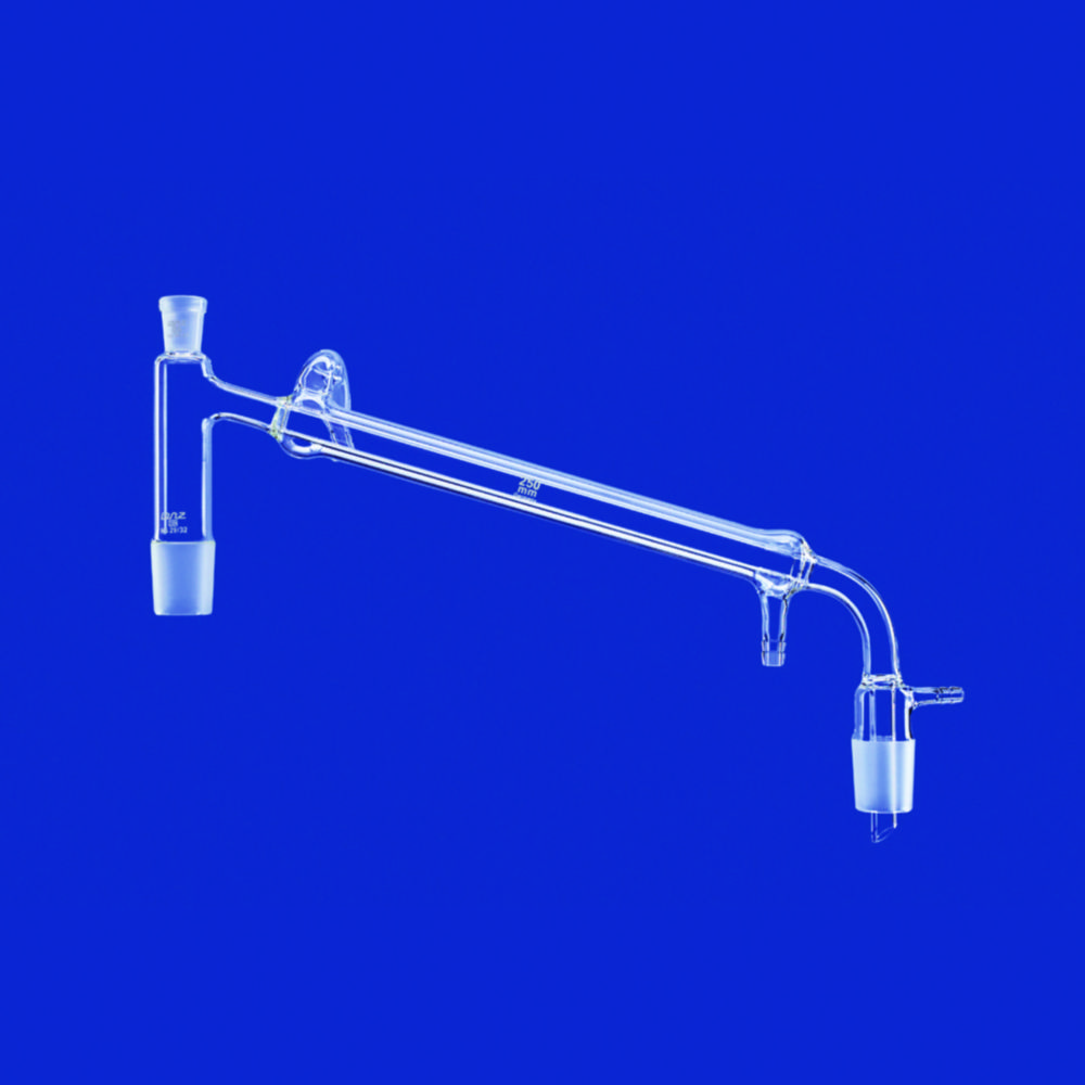 Search Distilling links with Liebig condenser and vacuum receiver adapter, DURAN tubing Lenz-Laborglas GmbH & Co. KG (211) 