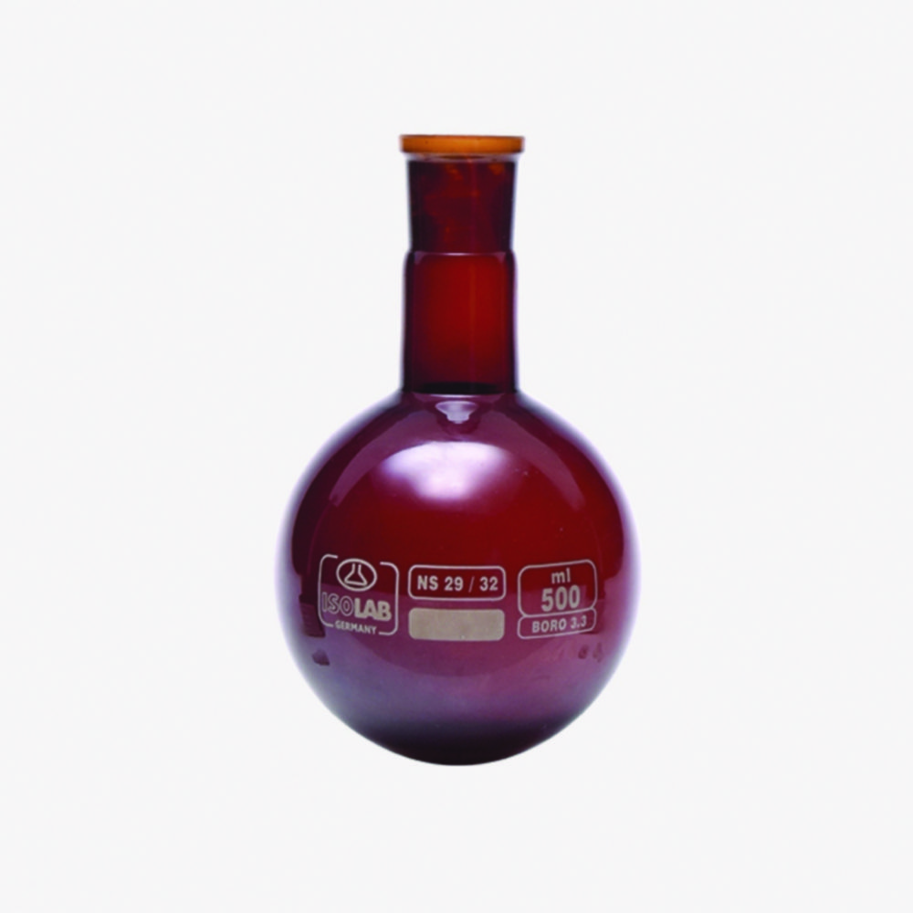 Search Round bottom flasks with standard ground joint, borosilicate glass 3.3, amber ISOLAB Laborgeräte GmbH (9724) 