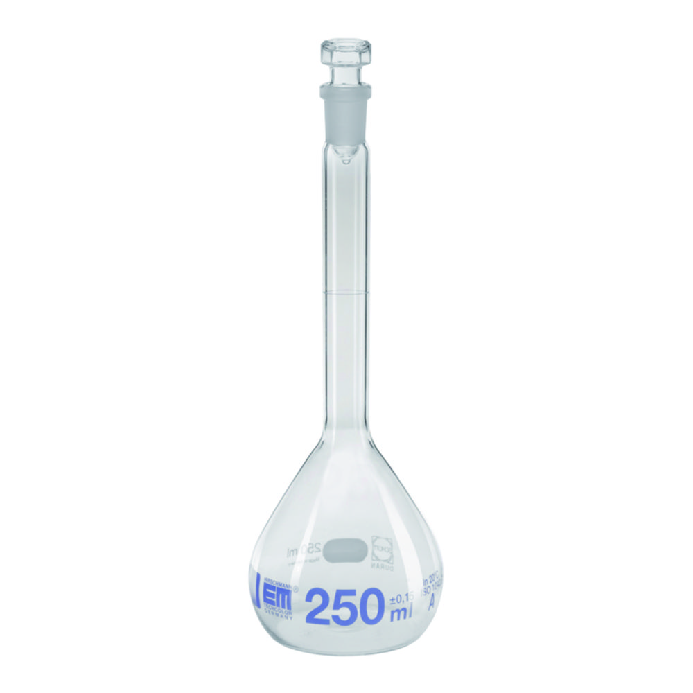 Search Volumetric flasks, DURAN, class A, blue graduation, with hollow glass stopper Hirschmann Laborgeräte GmbH (792) 