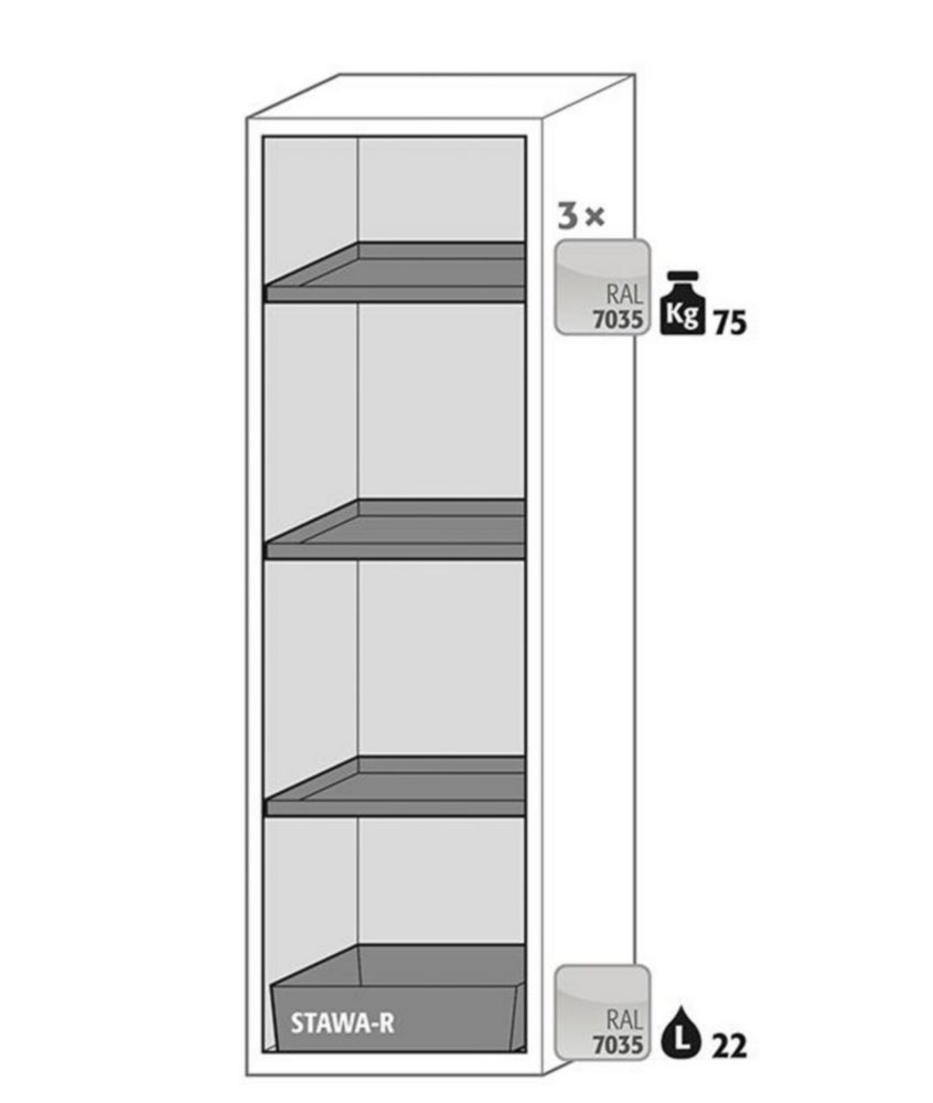 Search Safety Storage Cabinets S-PHOENIX Vol. 2-90 with Folding Door, 3 shelves, powder-coated sheet stee asecos GmbH (901586) 