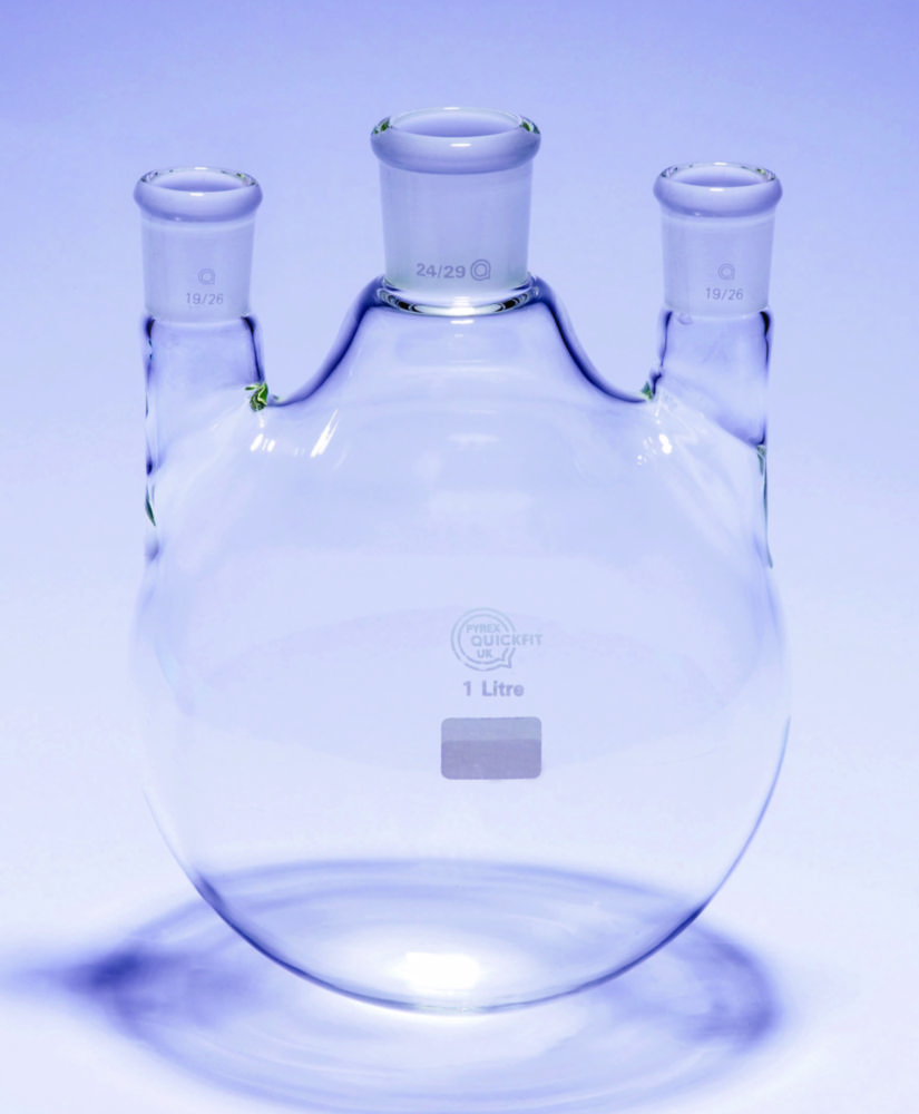 Search Round bottom flasks with three necks, NS joints, parallel arms, Pyrex DWK Life Sciences Limited (4758) 