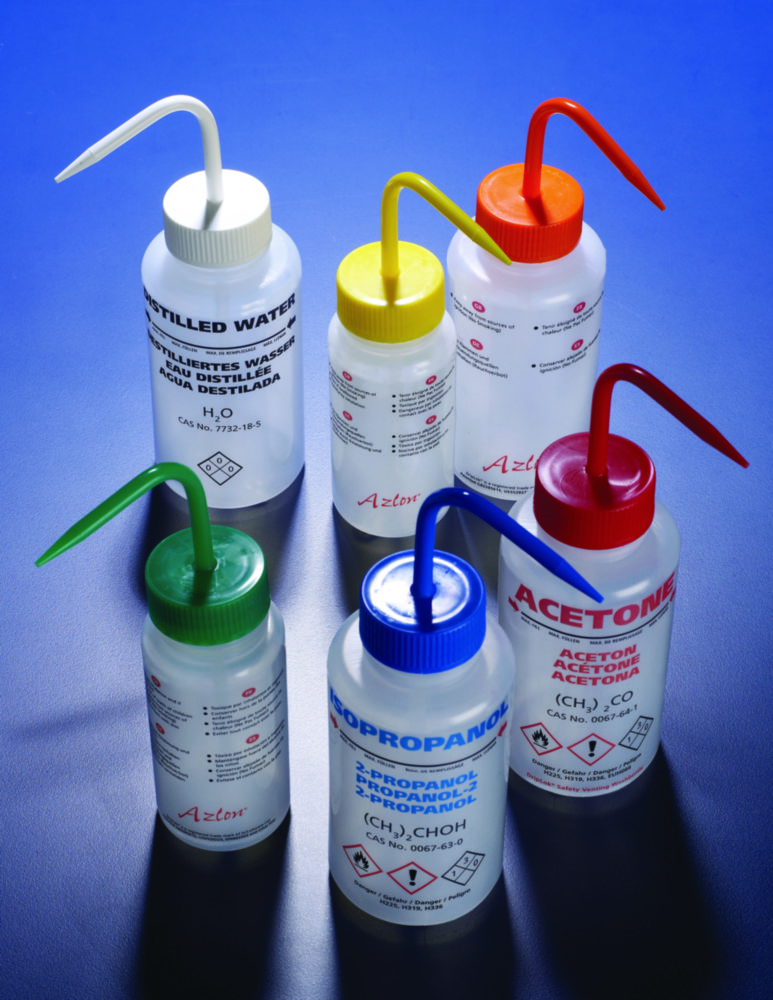 Search Safety venting wash bottles, printed, wide-mouth, LDPE DWK Life Sciences Limited (4777) 
