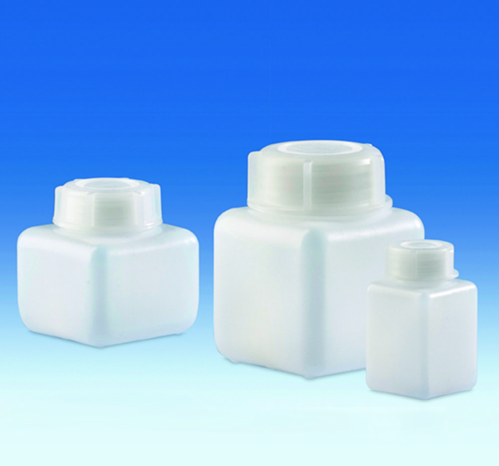 Search Wide-mouth square bottles, HDPE, with screw cap, LDPE VITLAB GmbH (4914) 
