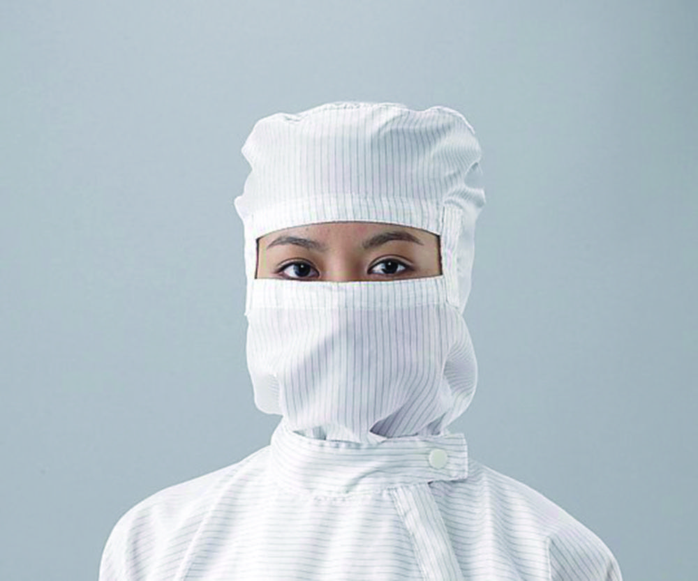 Search Hoods ASPURE, for cleanroom overalls, Polyester, with integrated mask As One Corporation (6591) 