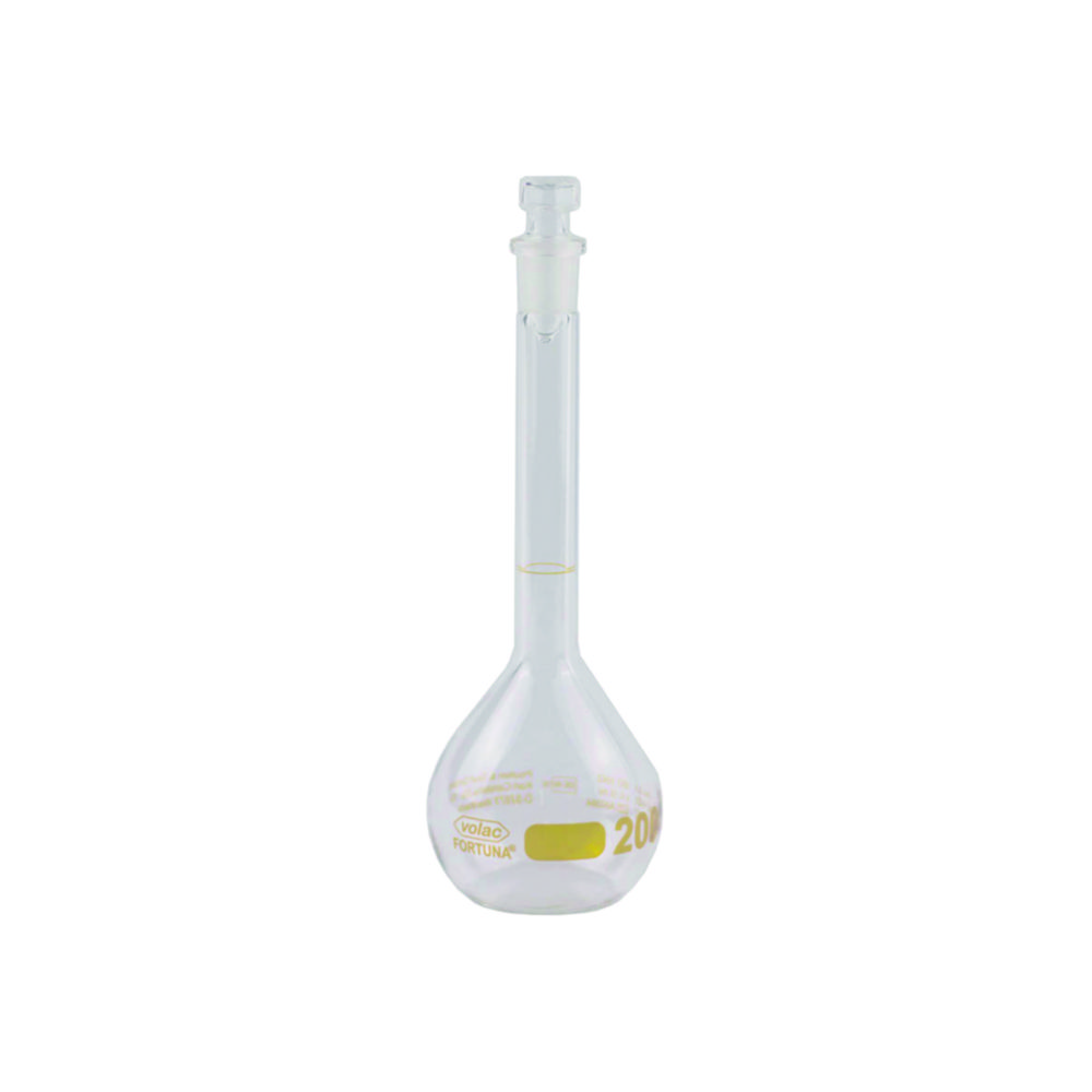 Search Volumetric Flasks Volac FORTUNA, boro 3.3, class A, with glass stoppers, amber graduat Poulten & Graf GmbH (737752) 