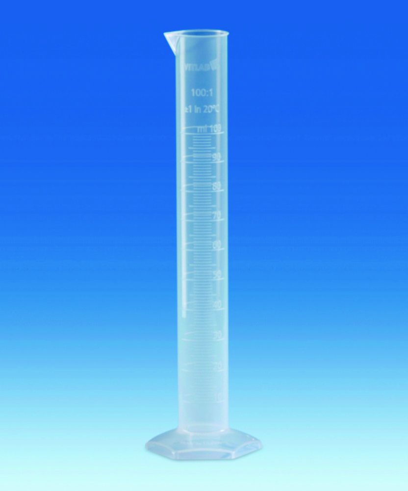 Search Measuring cylinders, PP, tall form, class B, moulded graduations VITLAB GmbH (7459) 