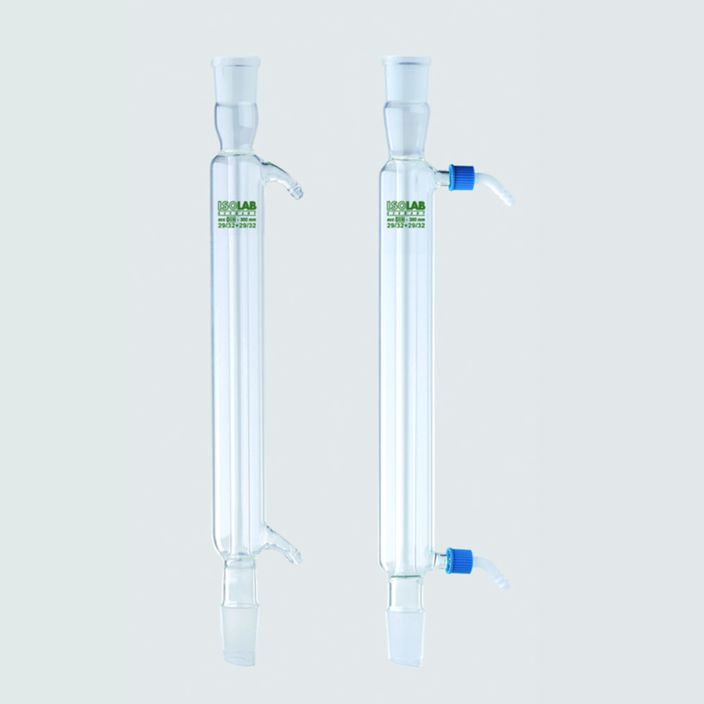 Search Condensers, ground glass joint, Liebig, borosilicate glass 3.3, with glass olives ISOLAB Laborgeräte GmbH (799601) 