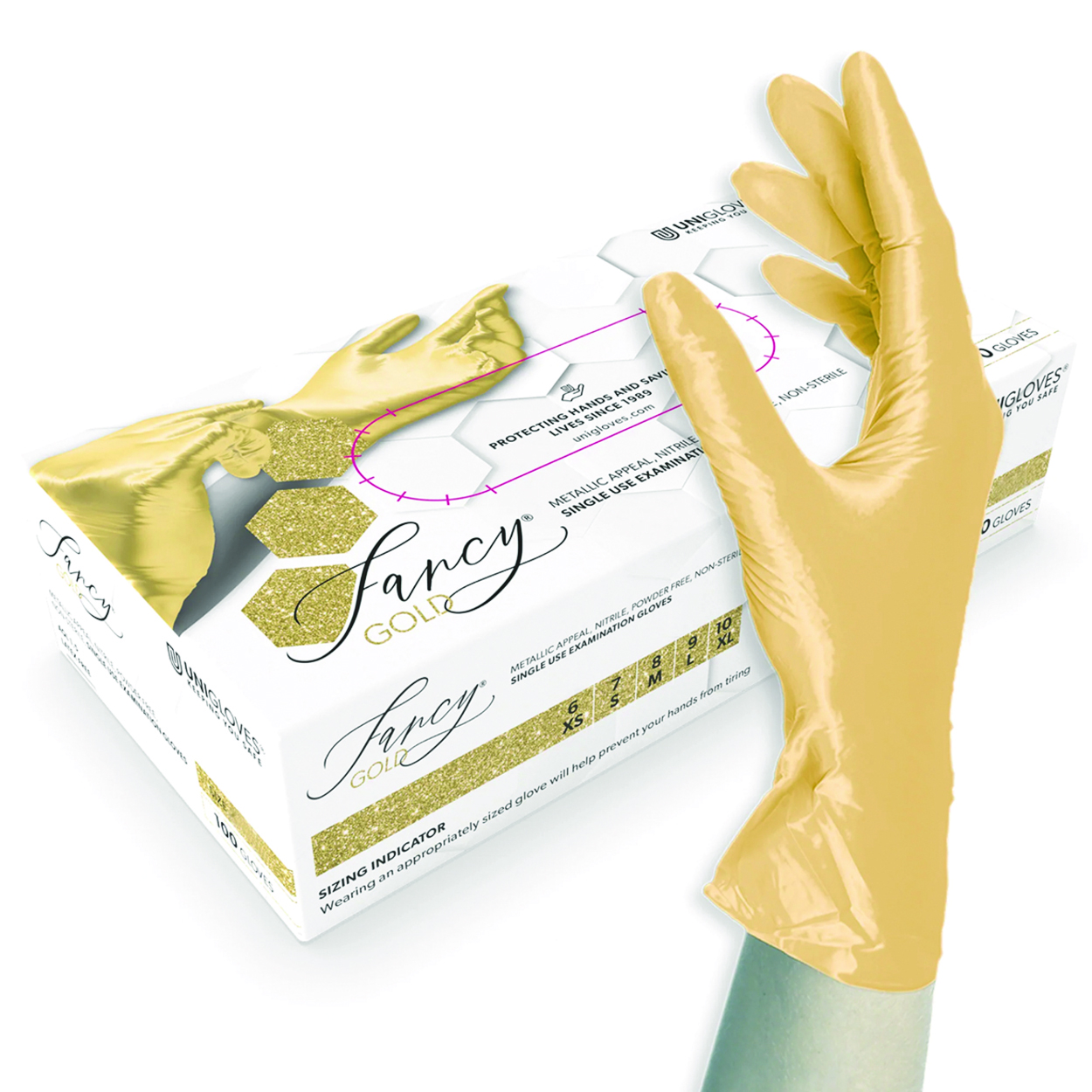 Search Disposable Gloves Fancy Gold, Nitrile Unigloves GmbH (986317) 