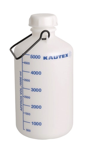 Ballonflasche, PE-HD, 5 Liter mit blauer Literskala, 0-5 Liter