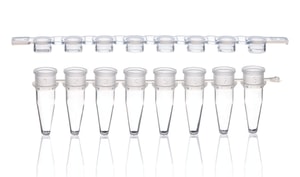 PCR-Gefäße 8er-Strips, PP, mit separatem Deckelstreifen