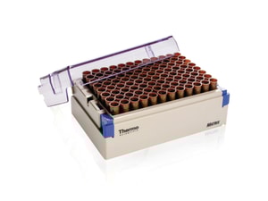 Lagerr&ouml;hrchen Matrix&trade;, mit 2D-Code, steril, ohne Schraubverschluss, Gestell mit Barcode