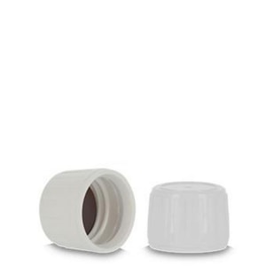 Originalit&auml;tsverschl&uuml;sse PP28 HDPE, wei&szlig; mit Originalit&auml;tsring LDPE, wei&szlig;, mit PTFE/EPE200/PTFE-Einlage, beige, VE=20