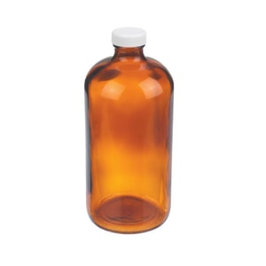 WHEATON-Boston-Rundflaschen 1000 ml amber, wei&szlig;er Schraubkappe, � 94�mm x 206�mm VE=12 (W216841)