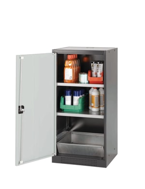 Chemikalienschrank CS-Classic 545 x 520 x 1105 mm (BxTxH), Fl&uuml;gelt&uuml;ren, RAL 7016 2 Fachb&ouml;den, Bodenauffangwanne STAWA-R