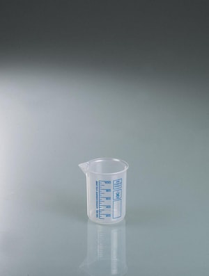 Laborbecher, Griffinbecher PP, blaue Skala