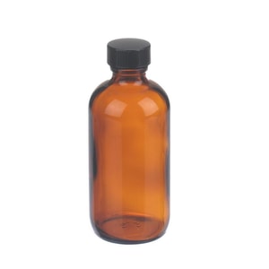 WHEATON-Boston-Rundflaschen 125 ml amber, mit Schraubkappe, (W216850) VE=24
