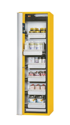 Sicherheitsschrank S-PHOENIX Vol.2-90 FDACL 596 x 616 x 1968 mm (BxTxH), Faltt&uuml;r lichtgrau RAL 1004, inkl. 6 Vollausz&uuml;ge