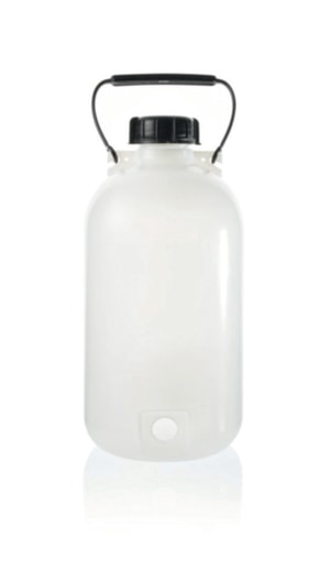 Abkl&auml;rflasche, 5 l PE-HD, Enghals, ohne Hahn Schraubkappe und Tragegriff