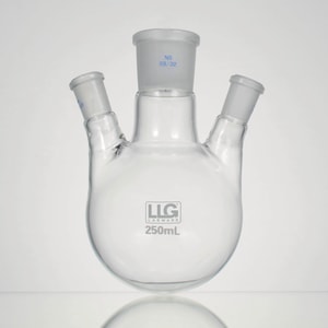 LLG-Dreihals-Rundkolben mit Normschliff, Borosilikatglas 3.3, schräge Seitenhälse