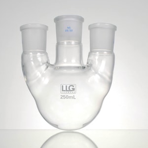 LLG-Three-neck round bottom flasks with standard ground joint, borosilicate glass 3.3, parallel side necks