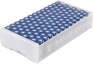 1,5 mL Gewindeflaschen N9 702284 verschraubt mit 702288.1: N 9 PP Schraubkappe, blau, Loch Silikon weiß/PTFE blau, VE=100