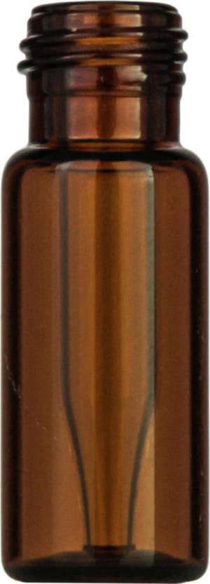 Gewindeflaschen N 9, 0,2 ml AD: 11,6 mm, Au&szlig;enh&ouml;he: 32 mm,braun, flacher Boden mit integriertem Einsatz, konisch, VE=100