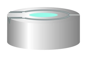 Aluminium &Uuml;berdruck-Sicherheitskappen N 20, silber Loch Silikon blau transparent/PTFE farblos H&auml;rte: 45&deg; shore A Septendicke: 3