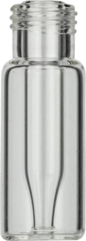 Gewindeflaschen N 9, 0,2 ml AD: 11,6 mm, Au&szlig;enh&ouml;he: 32 mm klar, flacher Boden, mit integriertem Einsatz, konisch, VE=100