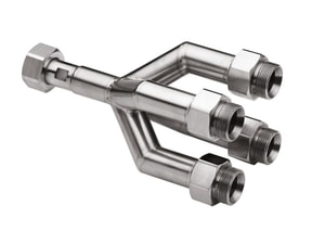 4fach-Verteiler M30x1,5, 1x M30x1,5 innen auf 4x M30x1,5 au&szlig;en