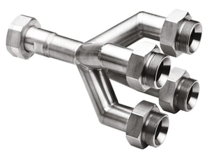 4fach-Verteiler M38x1,5, 1x M38x1,5 innen auf 4x M38x1,5 au&szlig;en