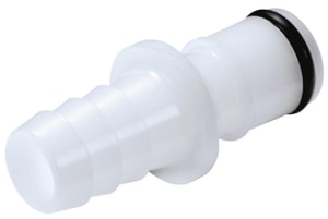 Schlauchkupplungen, Vollkunststoff (POM), NW 6,4 mm, Vaterteile, Schlauchnippel mit Schlaucht&uuml;llen