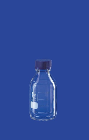 Laborflasche 500 ml, mit DIN-Gewinde Kappe und Ausgießring, PP, blau GL 45