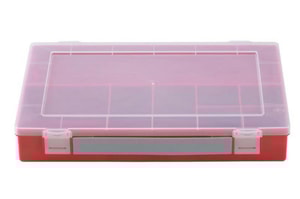 Sortimentskasten 335x225x55mm PP, rot, 8 F&auml;cher, mit Tragegriff