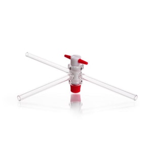 Dreiweghahn kompl. mit PTFE-K&uuml;ken T-Bohrung 2,5 mm, NS 18,8 DURAN