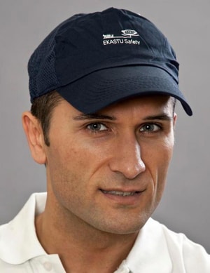 Haarnetz mit Schild, blau