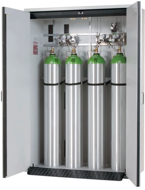 Gasflaschenschrank G30 lichtgrau, Breite 1400 mm, mit Inneneinrichtung