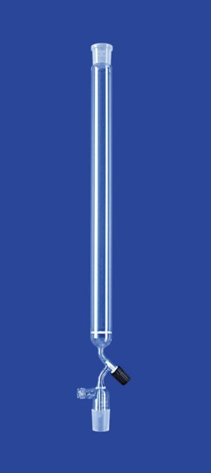 Chromatographie-S&auml;ule 400x20mm m. Fritte Por.0, Kern, H&uuml;lse und Ventilhahn, NS 14/23