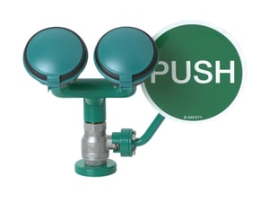 Sicherheits-Augenduschen mit zwei Brausek&ouml;pfen 45&deg;, f&uuml;r Tischmontage