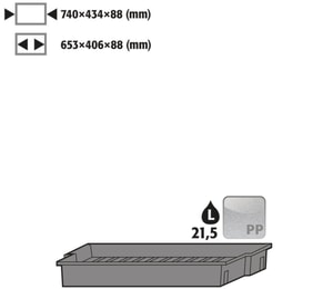 Einlegewanne aus PP, Breite 720mm für VBF/F30.60.89/140-S+