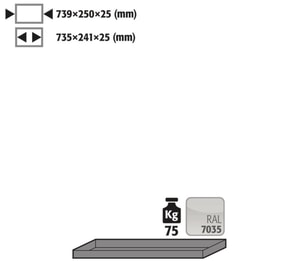 Einlegeboden f&uuml;r G90.205.90 RAL 7035, Breite 739mm